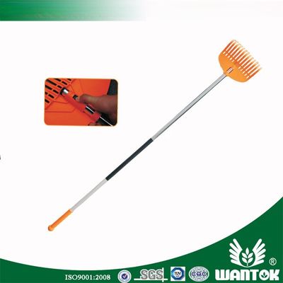 Telescopico manico in alluminio Rake da giardino di plastica per facile raccolta di foglie e detriti