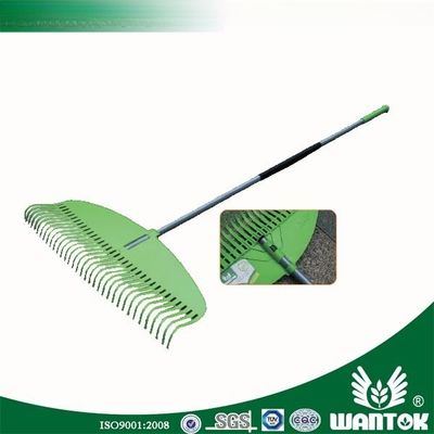 Telescopico manico in alluminio Rake da giardino di plastica per facile raccolta di foglie e detriti